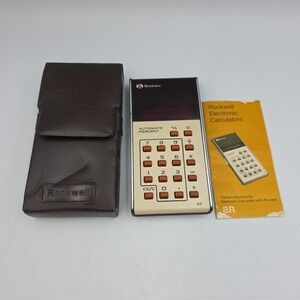ROCKWELL 8R Vintage Calculator Red LED Sears Microelectronic Works Original Case